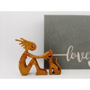 Handmade Carved Maple Burl Wooden Figurine Royal Sphinx Unique Home Decor